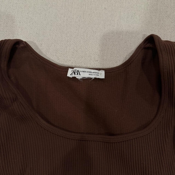 Brown Ribbed Long Sleeve Top - Picture 2 of 3
